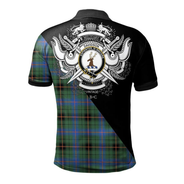 Davidson Ancient Clan Polo Shirt, Scottish Tartan Davidson Ancient Clans Polo Shirt Military Style - Image 2