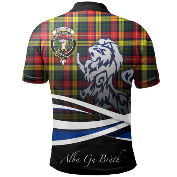 Buchanan Modern Clan Polo Shirt, Scottish Tartan Buchanan Modern Clans Polo Shirt Crest Lion Style - Image 2