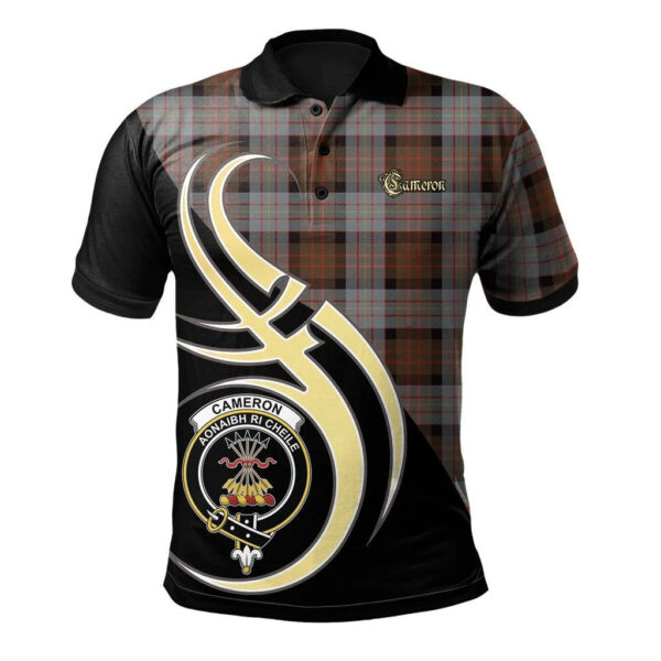 Cameron of Erracht Weathered Clan Polo Shirt, Scottish Tartan Cameron of Erracht Weathered Clans Polo Shirt Believe In Me Style