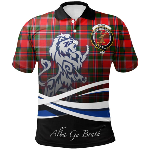 Spens Modern Clan Polo Shirt, Scottish Tartan Spens Modern Clans Polo Shirt Crest Lion Style