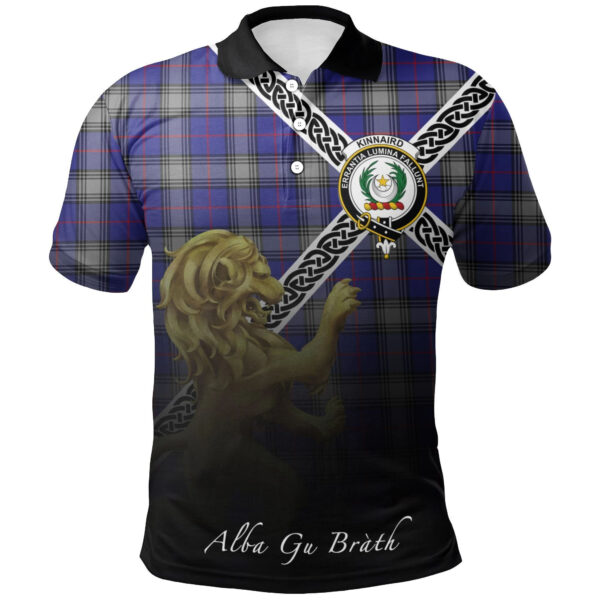 Kinnaird Clan Polo Shirt, Scottish Tartan Kinnaird Clans Polo Shirt Celtic Lion Style