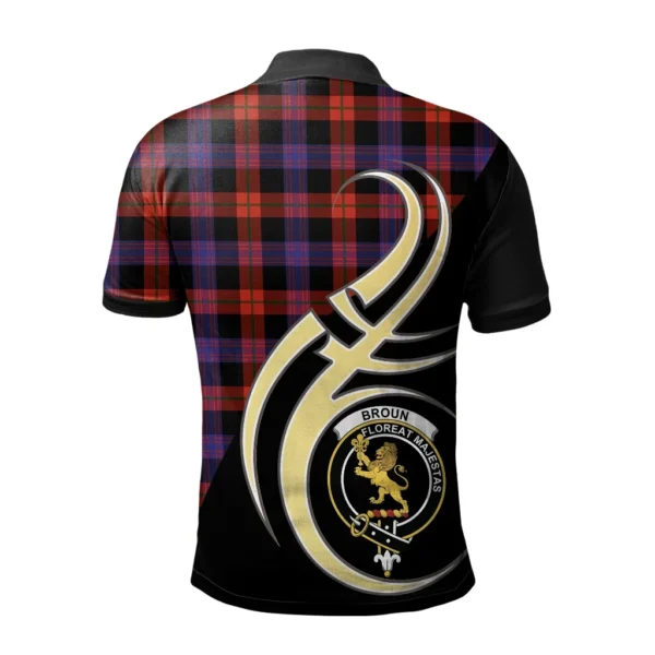 Broun Modern Clan Polo Shirt, Scottish Tartan Broun Modern Clans Polo Shirt Believe In Me Style - Image 2