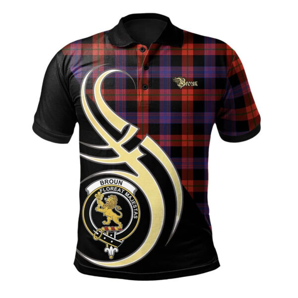 Broun Modern Clan Polo Shirt, Scottish Tartan Broun Modern Clans Polo Shirt Believe In Me Style