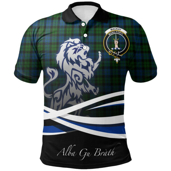 MacKay Modern Clan Polo Shirt, Scottish Tartan MacKay Modern Clans Polo Shirt Crest Lion Style