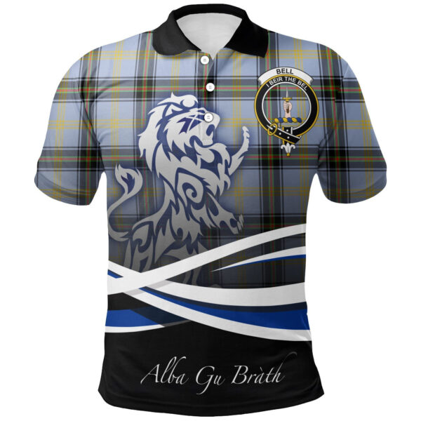 Bell of the Borders Clan Polo Shirt, Scottish Tartan Bell of the Borders Clans Polo Shirt Crest Lion Style