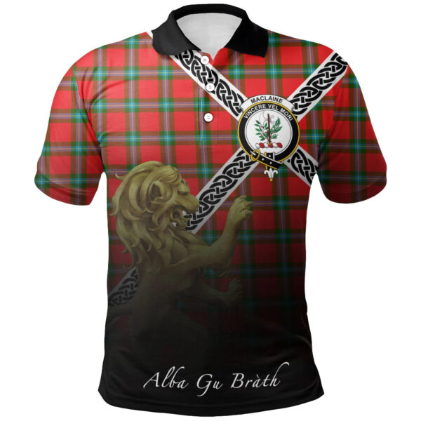 MacLaine of Loch Buie Clan Polo Shirt, Scottish Tartan MacLaine of Loch Buie Clans Polo Shirt Celtic Lion Style