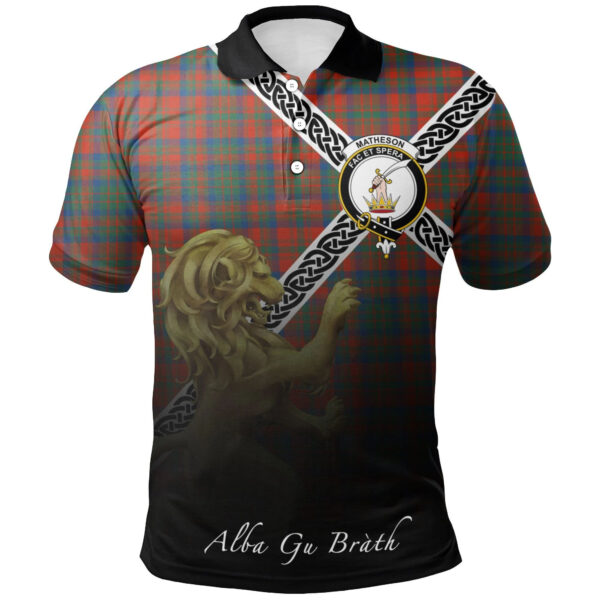 Matheson Ancient Clan Polo Shirt, Scottish Tartan Matheson Ancient Clans Polo Shirt Celtic Lion Style