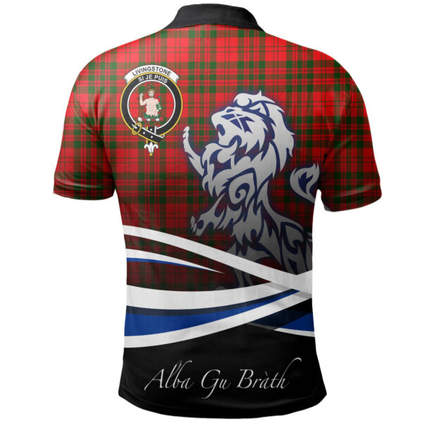 Livingstone Modern Clan Polo Shirt, Scottish Tartan Livingstone Modern Clans Polo Shirt Crest Lion Style - Image 2