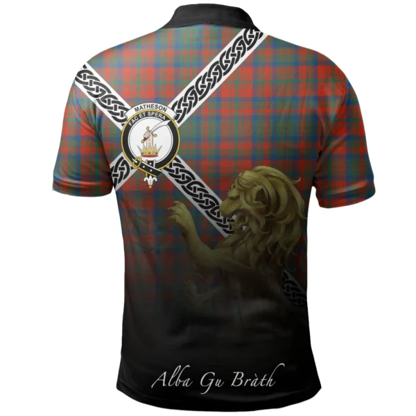 Matheson Ancient Clan Polo Shirt, Scottish Tartan Matheson Ancient Clans Polo Shirt Celtic Lion Style - Image 2