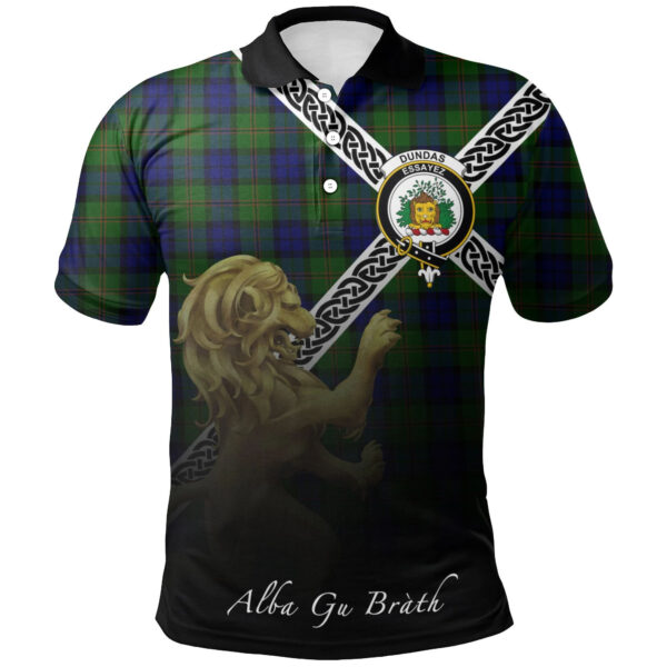 Dundas Modern 02 Clan Polo Shirt, Scottish Tartan Dundas Modern 02 Clans Polo Shirt Celtic Lion Style