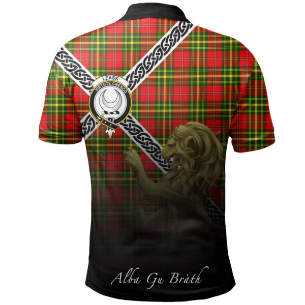 Leask Clan Polo Shirt, Scottish Tartan Leask Clans Polo Shirt Celtic Lion Style - Image 2