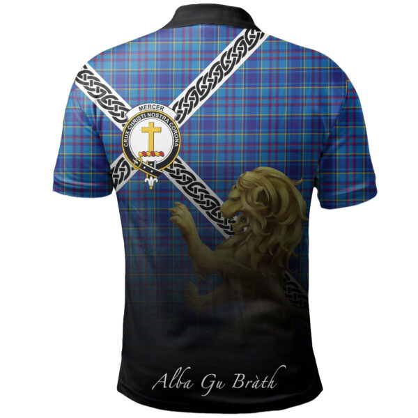 Mercer Modern Clan Polo Shirt, Scottish Tartan Mercer Modern Clans Polo Shirt Celtic Lion Style - Image 2