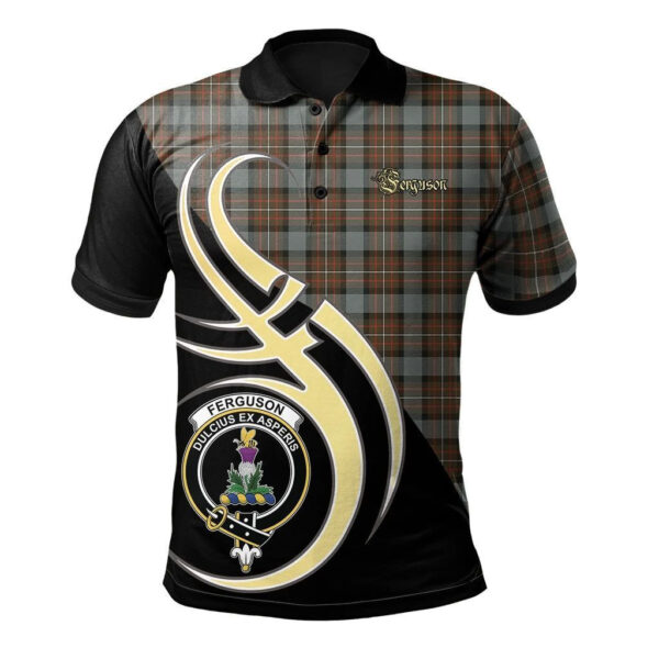 Ferguson Weathered Clan Polo Shirt, Scottish Tartan Ferguson Weathered Clans Polo Shirt Believe In Me Style