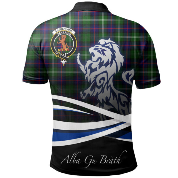 Sutherland Modern Clan Polo Shirt, Scottish Tartan Sutherland Modern Clans Polo Shirt Crest Lion Style - Image 2