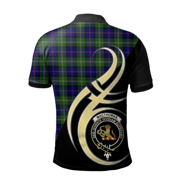 MacThomas Modern Clan Polo Shirt, Scottish Tartan MacThomas Modern Clans Polo Shirt Believe In Me Style - Image 2