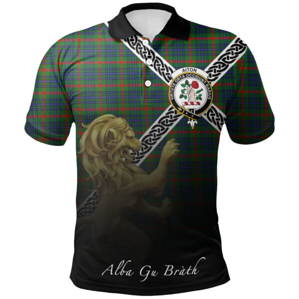 Aiton Clan Polo Shirt, Scottish Tartan Aiton Clans Polo Shirt Celtic Lion Style