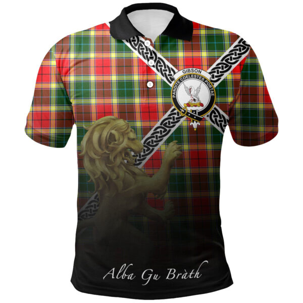 Gibbs Clan Polo Shirt, Scottish Tartan Gibbs Clans Polo Shirt Celtic Lion Style