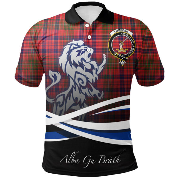 Lumsden Modern Clan Polo Shirt, Scottish Tartan Lumsden Modern Clans Polo Shirt Crest Lion Style