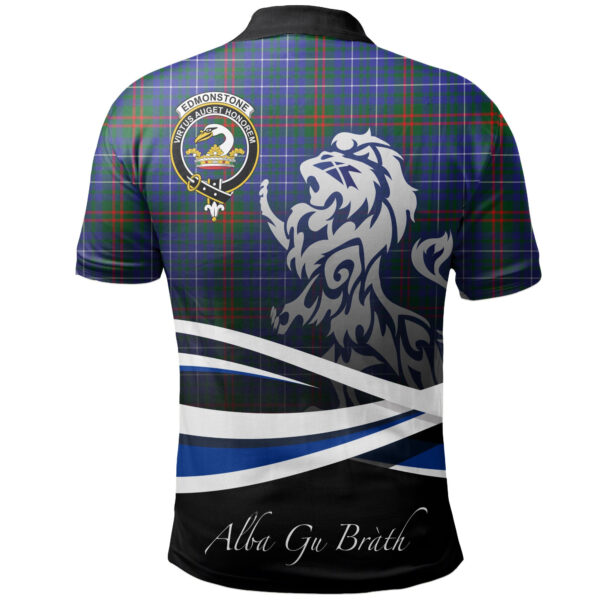 Edmonstone Clan Polo Shirt, Scottish Tartan Edmonstone Clans Polo Shirt Crest Lion Style - Image 2