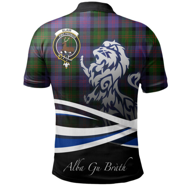 Blair Modern Clan Polo Shirt, Scottish Tartan Blair Modern Clans Polo Shirt Crest Lion Style - Image 2