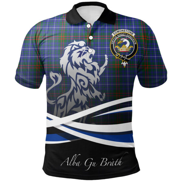 Edmonstone Clan Polo Shirt, Scottish Tartan Edmonstone Clans Polo Shirt Crest Lion Style