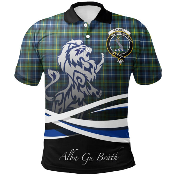 MacNeill of Barra Ancient Clan Polo Shirt, Scottish Tartan MacNeill of Barra Ancient Clans Polo Shirt Crest Lion Style