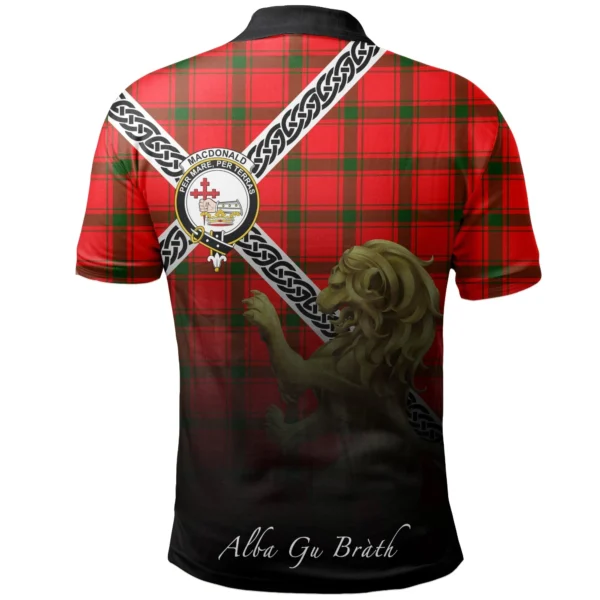 MacDonald of Sleat Clan Polo Shirt, Scottish Tartan MacDonald of Sleat Clans Polo Shirt Celtic Lion Style - Image 2