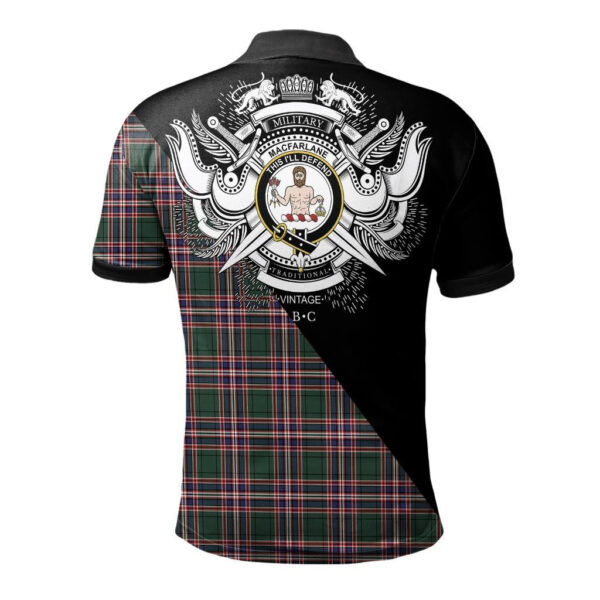 MacFarlane Hunting Modern Clan Polo Shirt, Scottish Tartan MacFarlane Hunting Modern Clans Polo Shirt Military Style - Image 2