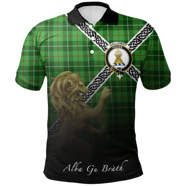 Galloway District Clan Polo Shirt, Scottish Tartan Galloway District Clans Polo Shirt Celtic Lion Style