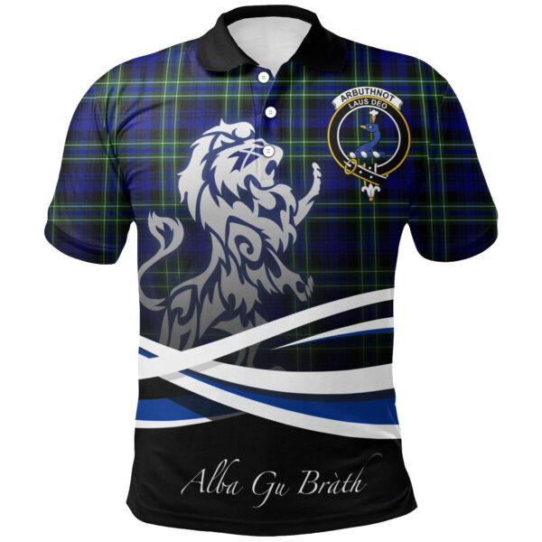 Arbuthnot Modern Clan Polo Shirt, Scottish Tartan Arbuthnot Modern Clans Polo Shirt Crest Lion Style