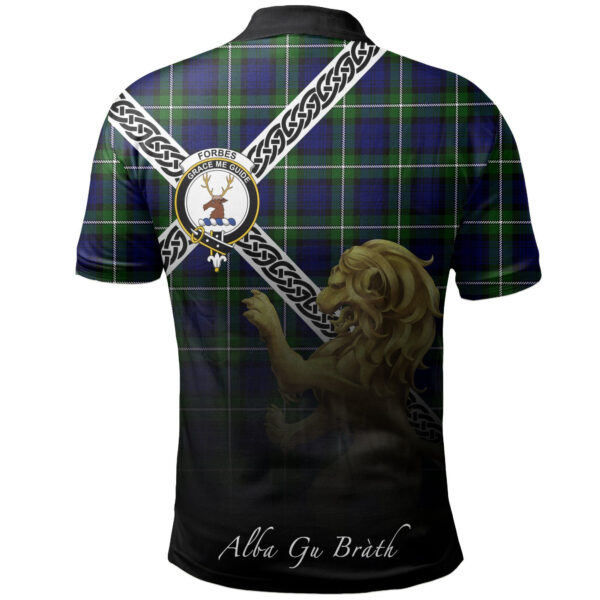 Forbes Modern Clan Polo Shirt, Scottish Tartan Forbes Modern Clans Polo Shirt Celtic Lion Style - Image 2