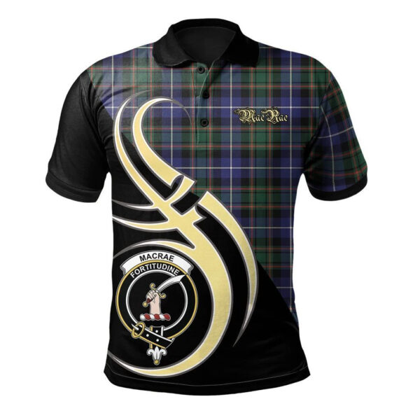 MacRae Hunting Modern Clan Polo Shirt, Scottish Tartan MacRae Hunting Modern Clans Polo Shirt Believe In Me Style