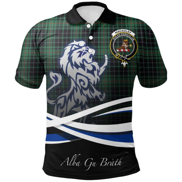 MacAulay Hunting Ancient Clan Polo Shirt, Scottish Tartan MacAulay Hunting Ancient Clans Polo Shirt Crest Lion Style