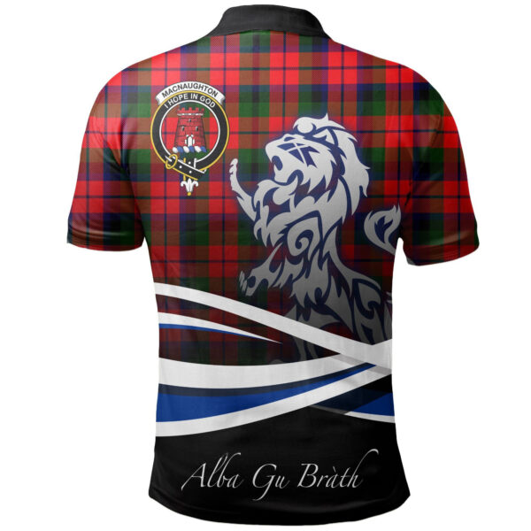 MacNaughton Modern Clan Polo Shirt, Scottish Tartan MacNaughton Modern Clans Polo Shirt Crest Lion Style - Image 2