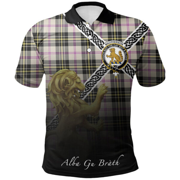 MacPherson Dress Ancient Clan Polo Shirt, Scottish Tartan MacPherson Dress Ancient Clans Polo Shirt Celtic Lion Style