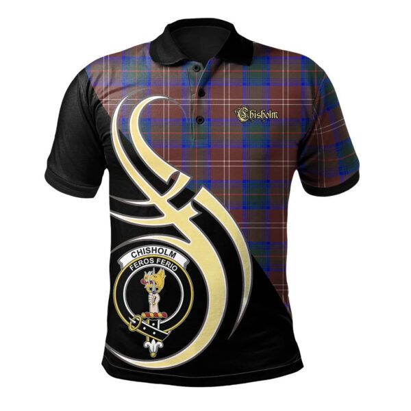 Chisholm Hunting Modern Clan Polo Shirt, Scottish Tartan Chisholm Hunting Modern Clans Polo Shirt Believe In Me Style