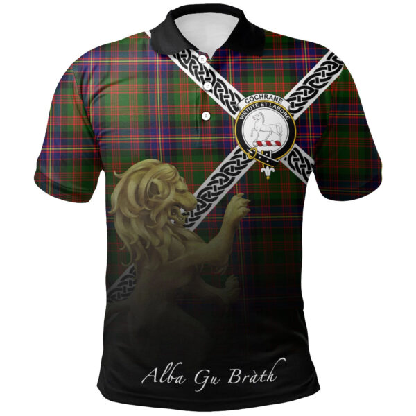 Cochrane Modern Clan Polo Shirt, Scottish Tartan Cochrane Modern Clans Polo Shirt Celtic Lion Style