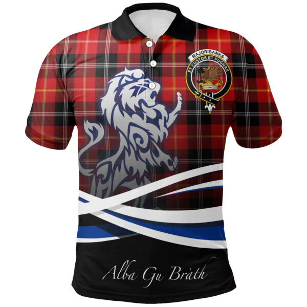 Marjoribanks Clan Polo Shirt, Scottish Tartan Marjoribanks Clans Polo Shirt Crest Lion Style