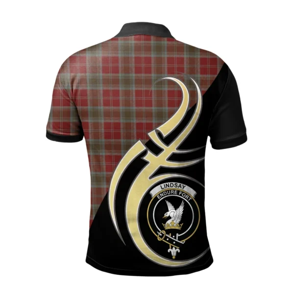 Lindsay Weathered Clan Polo Shirt, Scottish Tartan Lindsay Weathered Clans Polo Shirt Believe In Me Style - Image 2