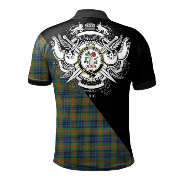 Aiton Clan Polo Shirt, Scottish Tartan Aiton Clans Polo Shirt Military Style - Image 2