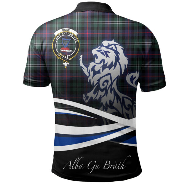 Rose Hunting Modern Clan Polo Shirt, Scottish Tartan Rose Hunting Modern Clans Polo Shirt Crest Lion Style - Image 2