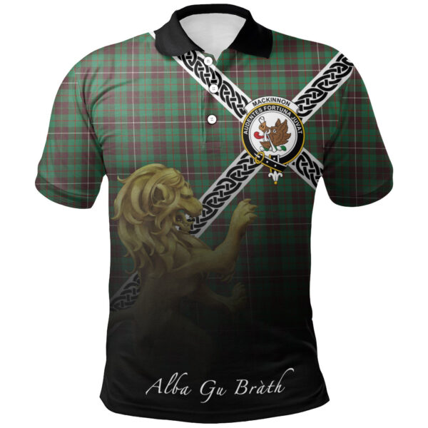 MacKinnon Hunting Ancient Clan Polo Shirt, Scottish Tartan MacKinnon Hunting Ancient Clans Polo Shirt Celtic Lion Style