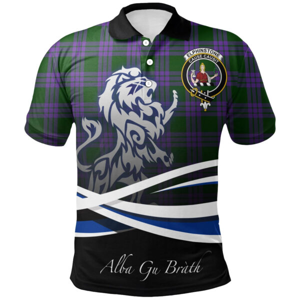 Elphinstone Clan Polo Shirt, Scottish Tartan Elphinstone Clans Polo Shirt Crest Lion Style