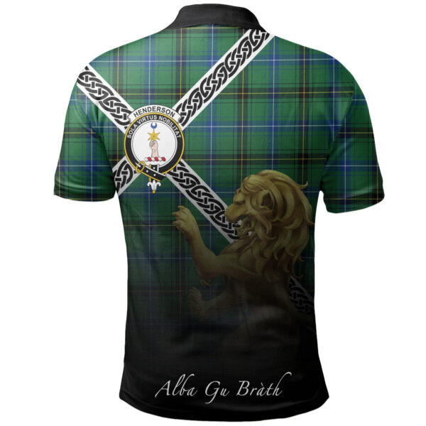 Henderson Ancient Clan Polo Shirt, Scottish Tartan Henderson Ancient Clans Polo Shirt Celtic Lion Style - Image 2