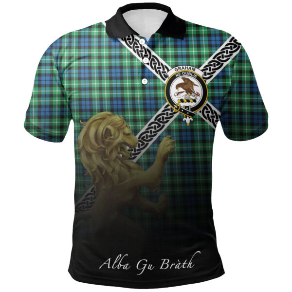 Graham of Montrose Ancient Clan Polo Shirt, Scottish Tartan Graham of Montrose Ancient Clans Polo Shirt Celtic Lion Style