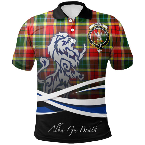 Gibbs Clan Polo Shirt, Scottish Tartan Gibbs Clans Polo Shirt Crest Lion Style