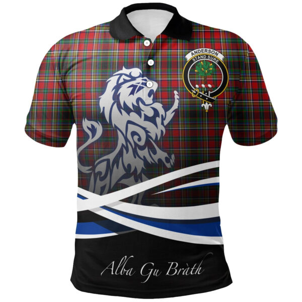 Anderson of Arbrake Clan Polo Shirt, Scottish Tartan Anderson of Arbrake Clans Polo Shirt Crest Lion Style