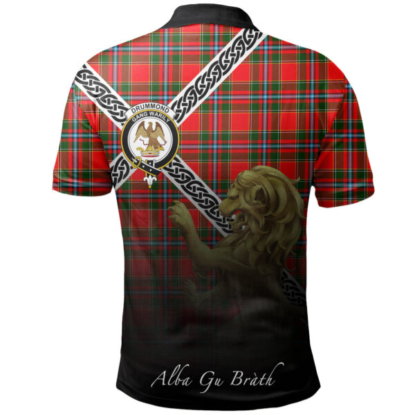 Drummond of Perth Clan Polo Shirt, Scottish Tartan Drummond of Perth Clans Polo Shirt Celtic Lion Style - Image 2