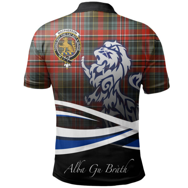 MacPherson Weathered Clan Polo Shirt, Scottish Tartan MacPherson Weathered Clans Polo Shirt Crest Lion Style - Image 2