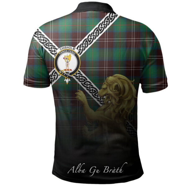 Chisholm Hunting Ancient Clan Polo Shirt, Scottish Tartan Chisholm Hunting Ancient Clans Polo Shirt Celtic Lion Style - Image 2